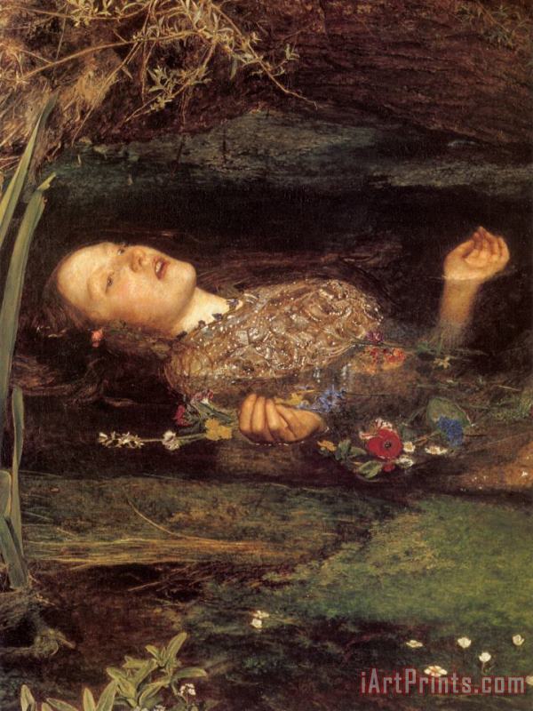Ophelia [detail] painting - John Everett Millais Ophelia [detail] Art Print